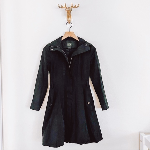 A/X Armani Exchange Jackets & Blazers - A|X Armani Exchange Women's Black Long Sleeve Peplum Trench Coat Size XS